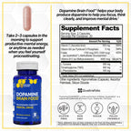NATURAL STACKS Dopamine Brain Food - 650mg L-Tyrosine Supplement - Dopamine Supplement for Focus & Mental Drive - Supports Mental Energy - Neurotransmitter Support with B Vitamins - 60 Capsules
