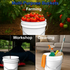 MKS Plastics 2-Gallon Bucket with Airtight Lid – Made in USA, Food Grade BPA Free Plastic, Heavy Duty Multi-Use, Metal Handle with Grip, Stackable Storage – White, 10 Pack