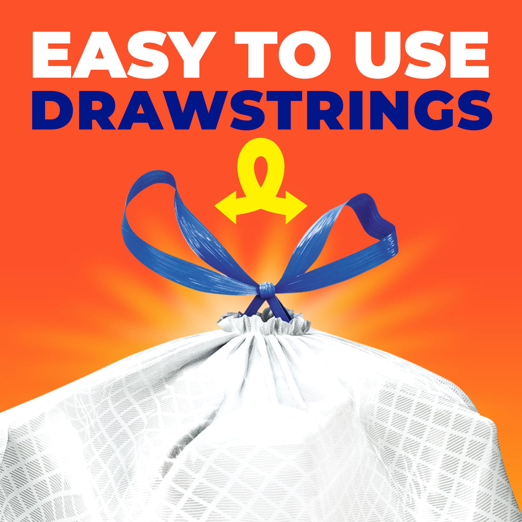 Hefty Ultra Strong 20 Gallon Trash Bags, XL Tall Kitchen Trash Bags 20 Gallon Size, Drawstring Closure, Continuous Odor Control, White, Lavender and Sweet Vanilla Scent, 80 Bags