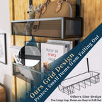 Consumest Over The Door Hooks Organizer - 3 Tier Door Hanger with 9 Coat Hooks & 2 Mesh Basket, Back Storage Organizer Hanging Towels for Bathroom, Bedroom, Black