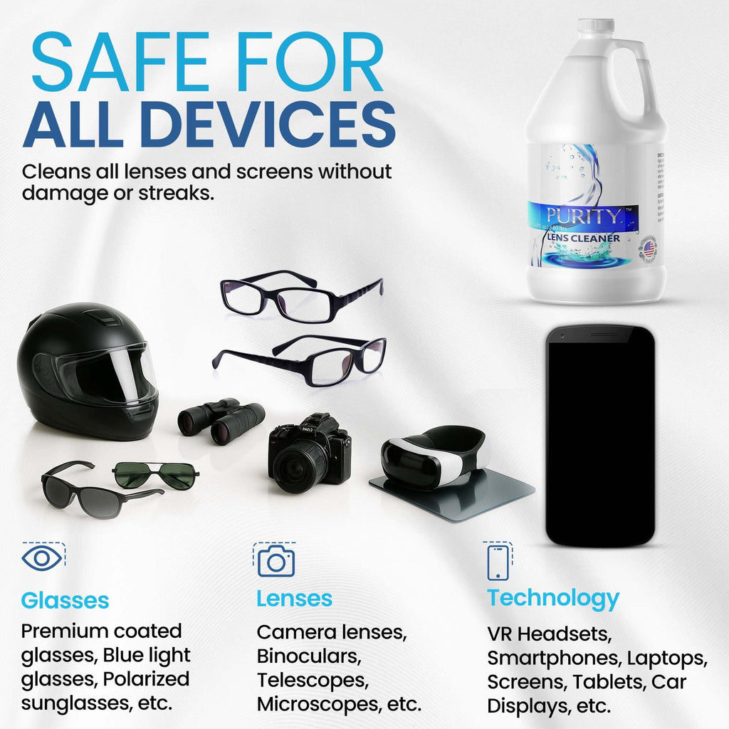 Purity Eye Glasses Lens Cleaner - Refill Eyeglass Lens Cleaning Bottle - Safe for All Lenses (AR Coated Included), Eyeglasses and Screens - Made in USA - Clear, 1gal