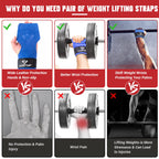 COFOF Weight Lifting Wrist Strap,Double Layer Leather Weightlifting Wrist Strap for Deadlift and Powerlifting, Adjustable Neoprene Padded Gym Workout Lifting Wrist Hooks for Men/Women(Pair)
