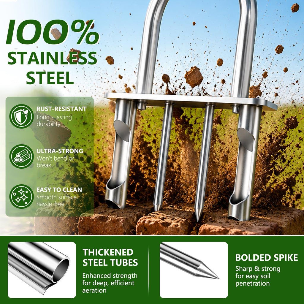 Bigwish Manual Lawn Core Aerator Tool, Stainless Steel Plug Aerator