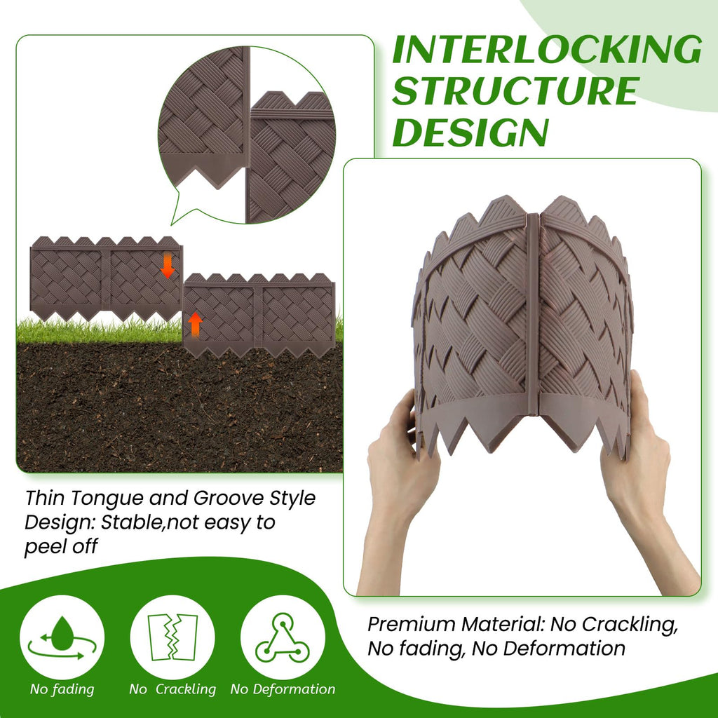 30 Pack (30FT) Weaving Flower Bed Garden Edging Borders, Landscaping Edging