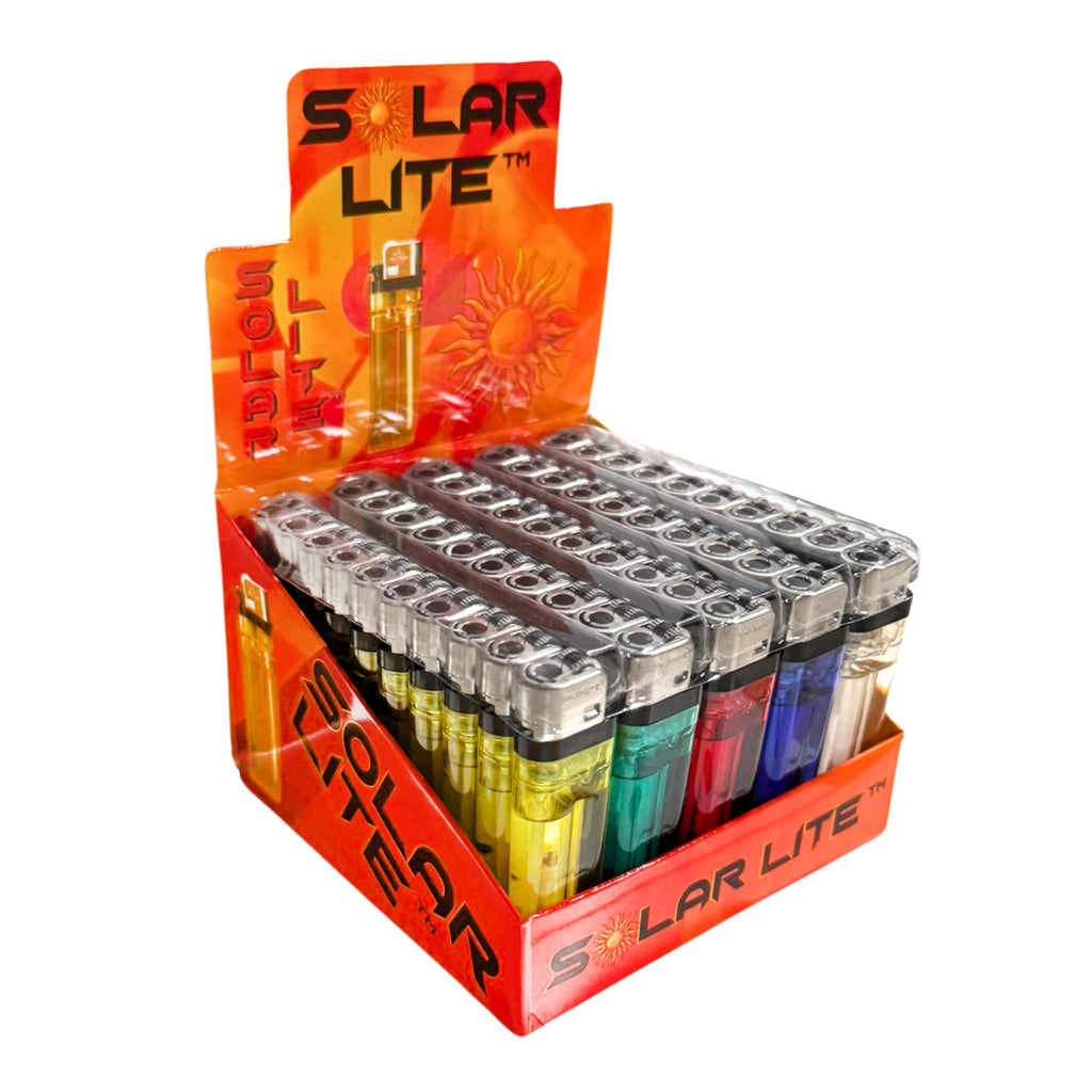 50-Pack Disposable Lighters with Stand and Box – Wholesale Bulk Set for Cigarettes, Candles, Campfires, and Stovetops - Free Additional 5PK with Purchase