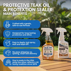 EcoDecors Loveable 24 oz Spray Bottle Teak Oil and Loveable Protection 16 oz Teak Sealer For Outdoor Furniture