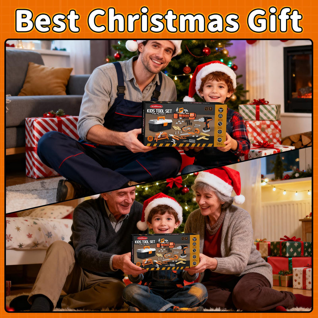 KidBloom Kids Tool Set, 50 Pcs Construction Toys, Toys for 3 Year Old Boys