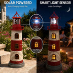 Large Garden Statues 23" Coastal Solar Lighthouse Garden Decor for Outside