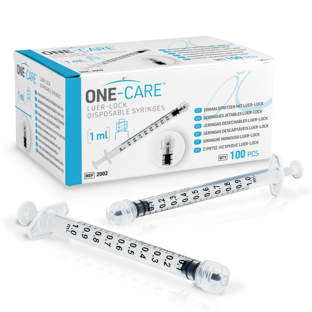 ONE-CARE Luer-Lock Syringe, 1 mL, 100 Count, Blister-Packed