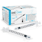 ONE-CARE Luer-Lock Syringe, 1 mL, 100 Count, Blister-Packed