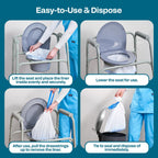 100 PACK - Commode Liners with Absorbent Pads - Adults Commode Bag Compatible with Most Toilets - Portable Commode Liners with Gel Pads - Disposable Bedside Toilet Liner Bags for Adult Potty Chair