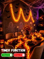 Battery Halloween Chain Lights, 10 FT 160 LED Orange Light-Up Plastic Timer