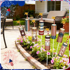 8 Pcs 4th of July Metal Firework Garden Stakes, American Flag Yard Sign, Patriotic Independence Day Memorial Day Decor for Outdoor Lawn, Yard, Garden, Walkway (Fireworks)