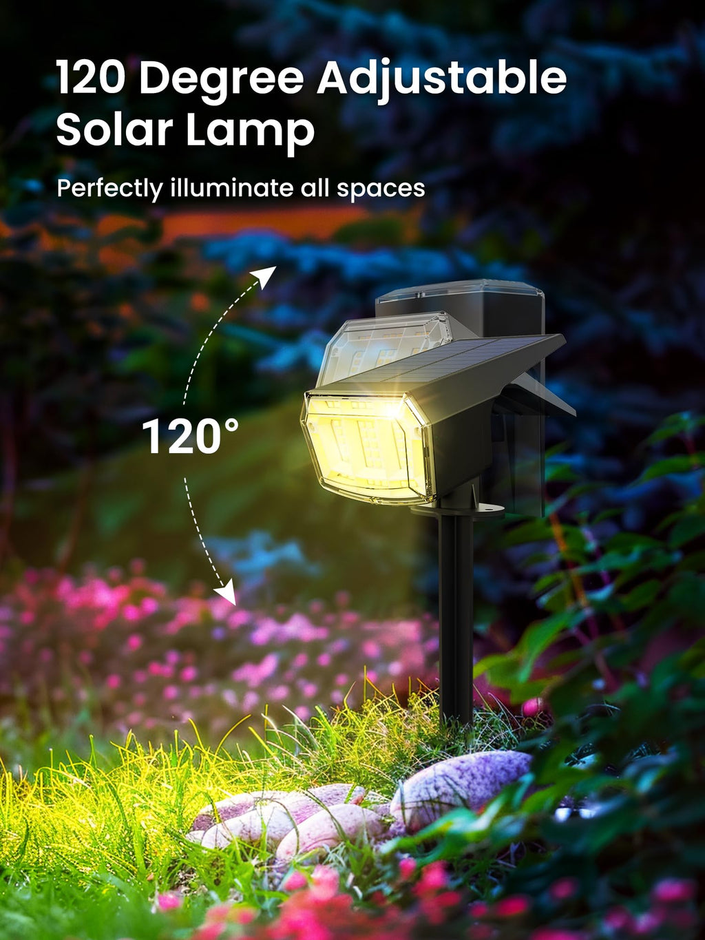 AUDERWIN Solar Spot Lights Outdoor Waterproof, 2 Packs, RGB