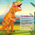 viwzon Inflatable T-Rex Costume, Kids Dinosaur Blow Up Suit for Halloween Cosplay Themed Parties, Dino Costume