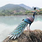 Kircust Outdoor Metal Peacock Statue, 24" L