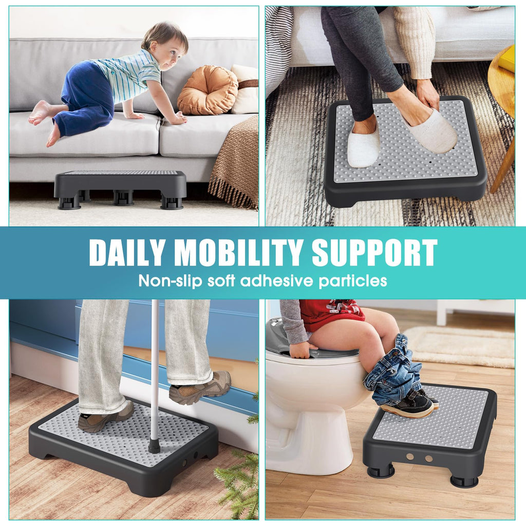 SPACELEAD Mobility Step Stool for Adults & Seniors, Anti-Slip Bathroom Step Stool, Portable Stair Assist Indoor/Outdoor, Platform Step for Kitchen, Office, and Bedroom, 600lbs Capacity, Black-Gray