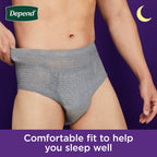 Depend Night Defense Adult Diapers, Incontinence Underwear for Men, Disposable, Overnight, Large, Grey, 56 Count (4 Packs of 14), Packaging May Vary