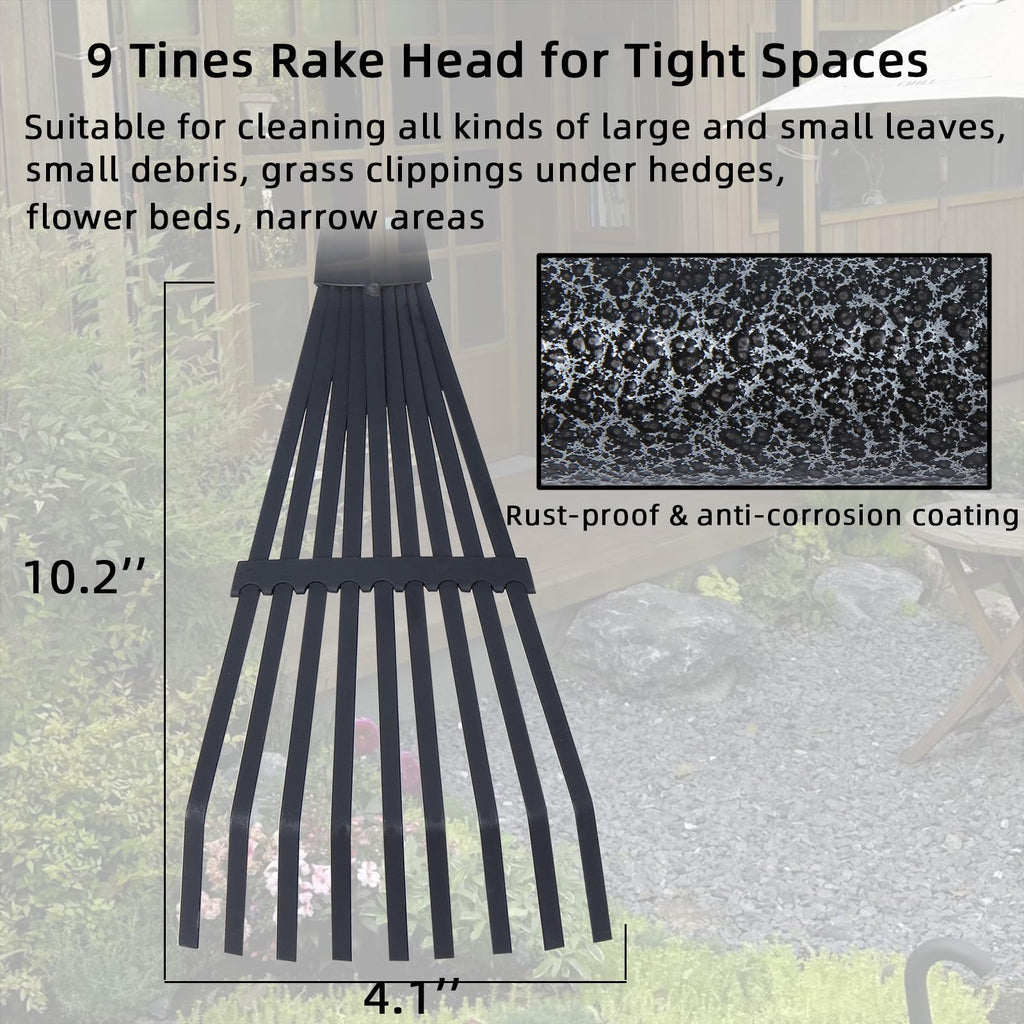 KLDOLLAR Garden Rake for Leaves, 48" Metal Leaf Rake with Soft Foam Grip