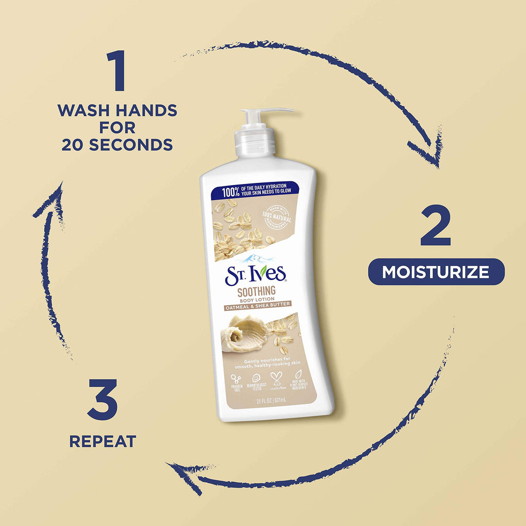 St. Ives Soothing Hand & Body Lotion Moisturizer for Dry Skin Oatmeal & Shea Butter Made with 100% Natural Moisturizers 21 oz