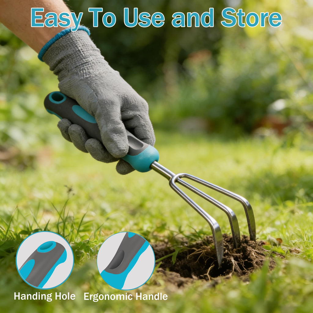 Gardening Tools, Carsolt 10 Piece Heavy Duty Stainless Steel Garden Tools Set with Ergonomic Rubber Handle. Variety of Gardening Hand Tools with Gift Box Ideal Garden Gifts for Women
