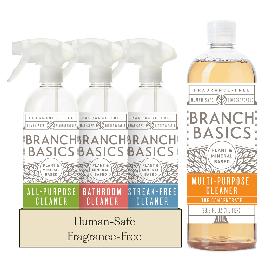 Basic Branch Cleaner Branch Basics Cleaning Essentials Kit: All Purpose, Glass and Bathroom ...