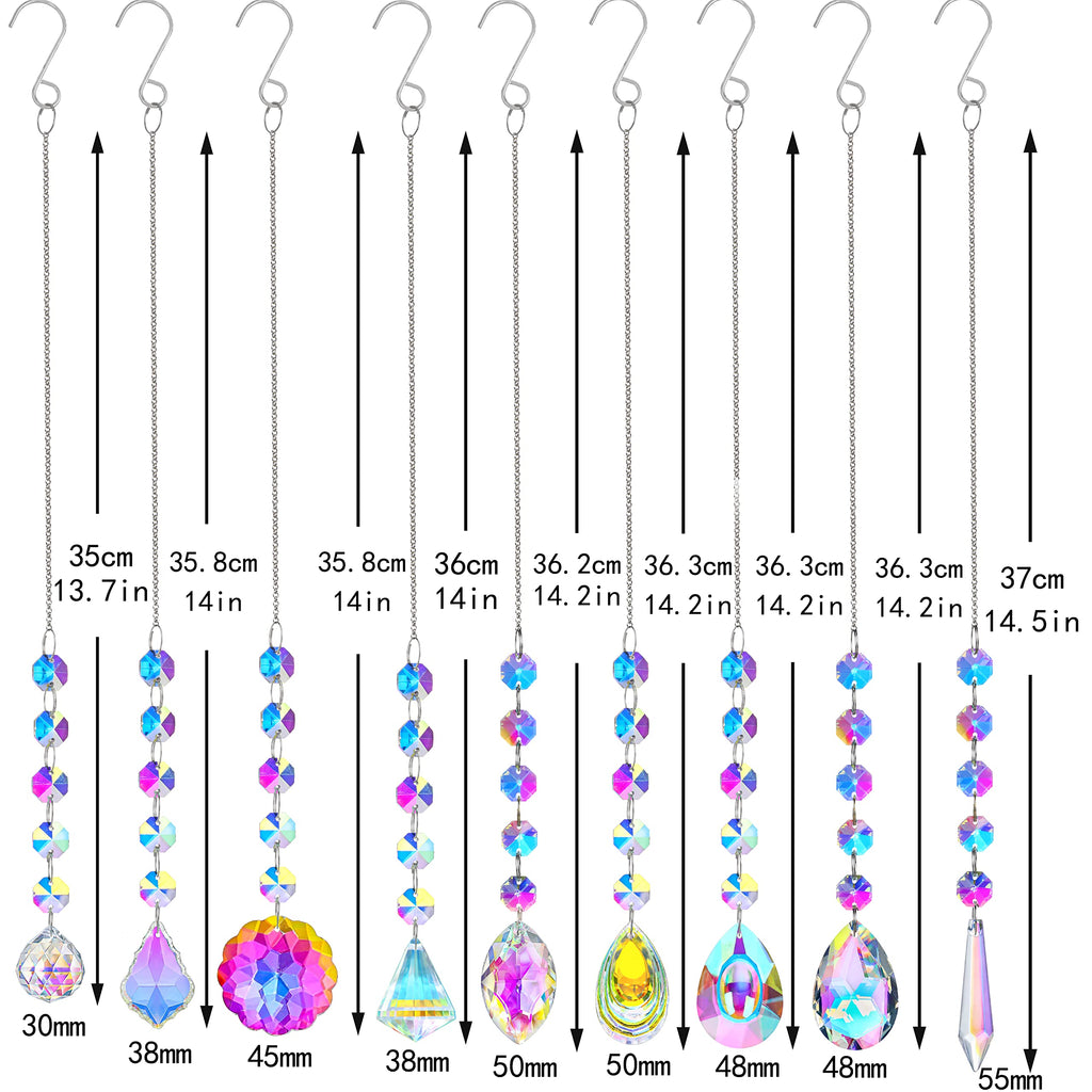 9 PCS Crystal Rainbow Suncatchers, Hanging Crystals Sun Catchers Pendants
