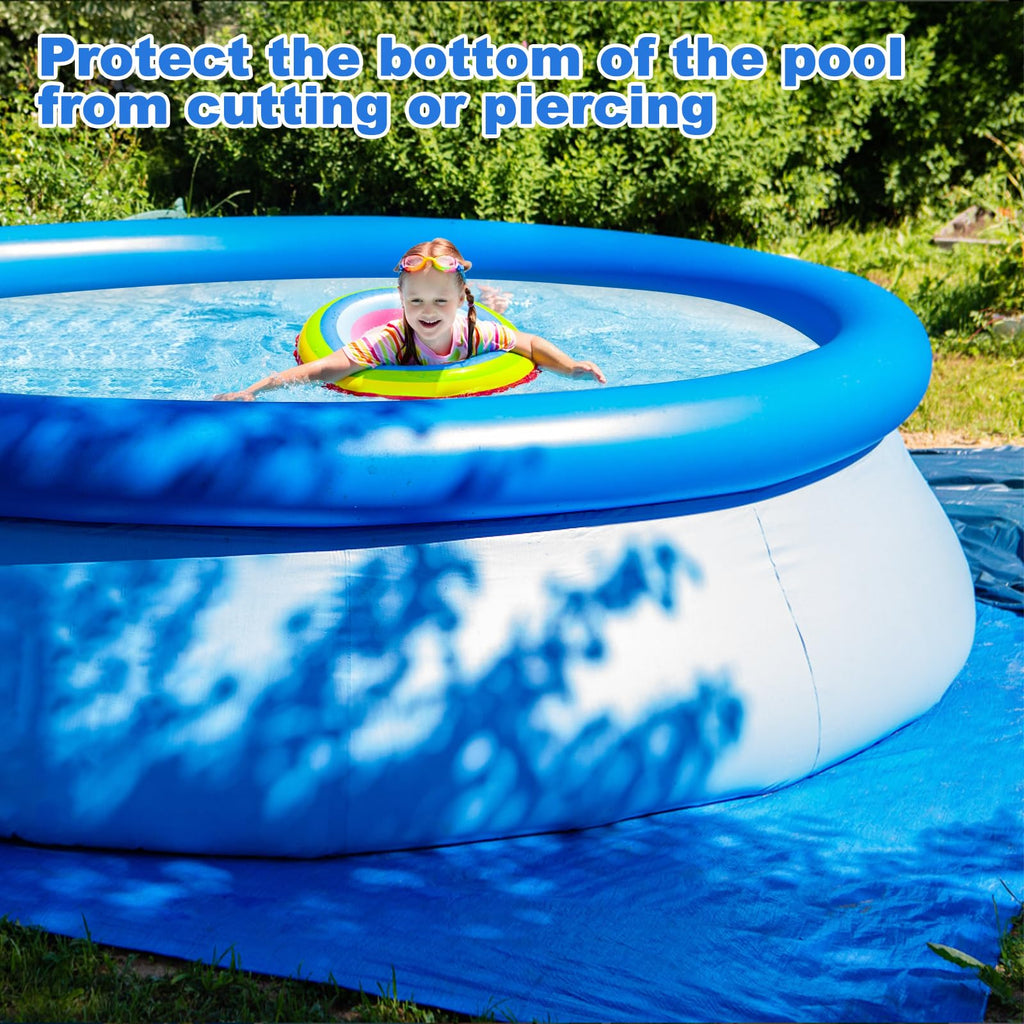YEXEXINM 13 x 13 Ft Pool Ground Cloths,Swimming Pool Waterproof PE Swimming Pool Liner Pad for Protect Above Ground Pool Blanket for 8ft to 12ft Frame Above Ground Pools Accessories Prevents Punctures