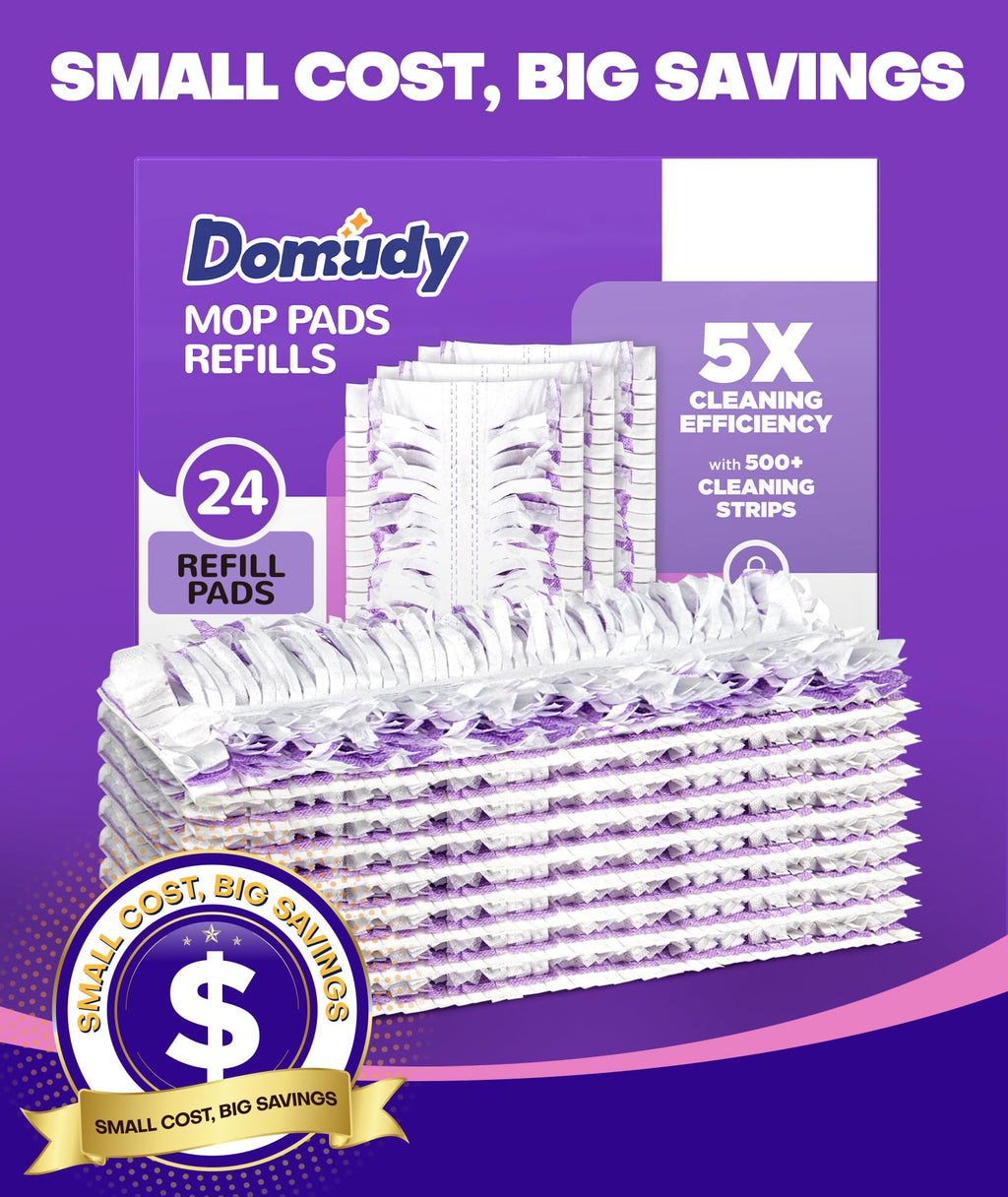 5X Cleaning Power Mop Refills for Swiffer Power Mop, 500+ Strips Multi-Surface PowerMop Refill Pads, 24 Count Disposable Powermop Wood Mops, Replacement Mopping Pad for Floor Cleaning