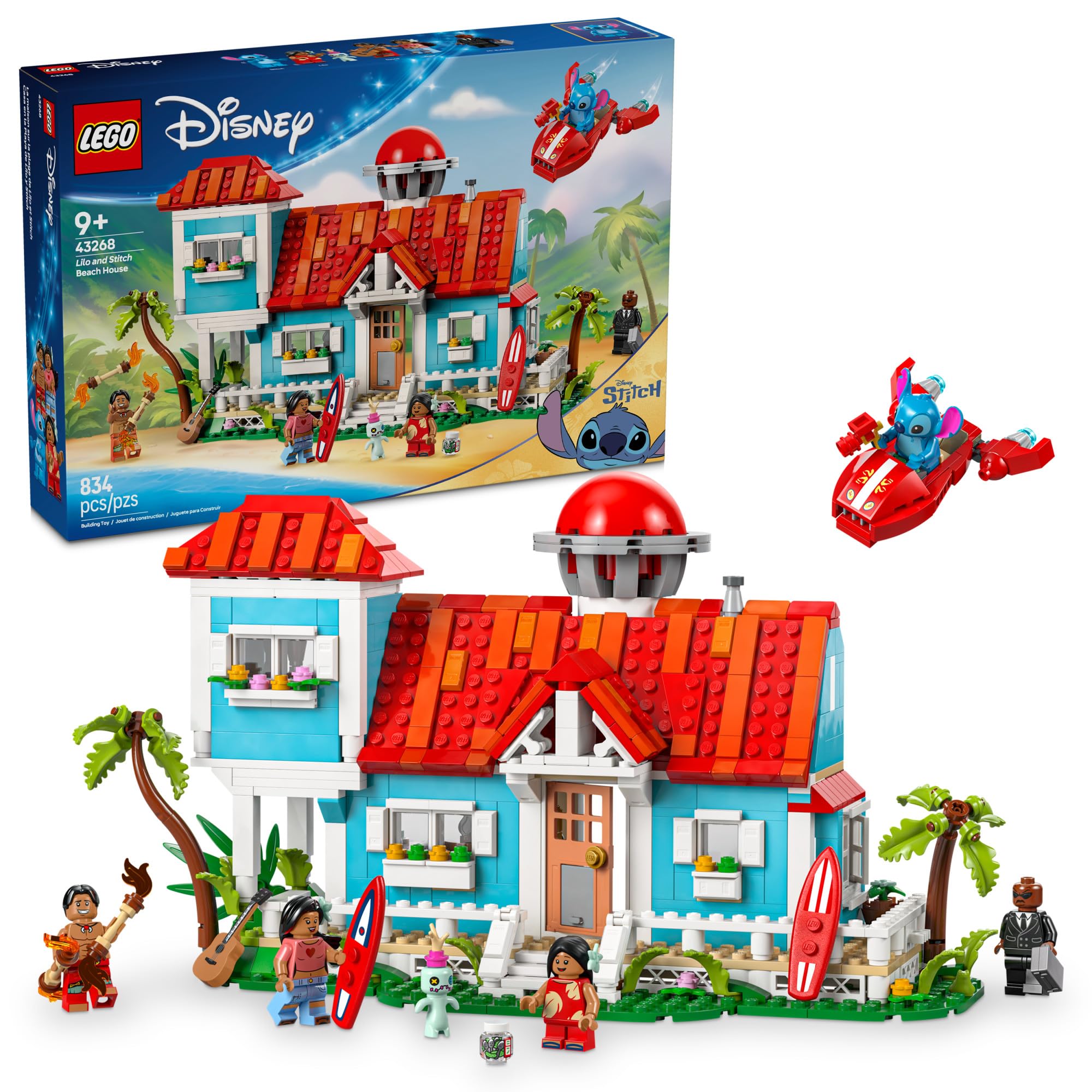 LEGO Disney Lilo and Stitch Beach House Toy - Building Playset for Kids, Girls and Boys, Ages 9+ - Includes 5 Minifigures - Disney Gift Idea for Fans of Lilo & Stitch Movie - 43268