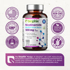biophix B-3 Nicotinamide 500 mg 180 Caps 2 Pack - Nicotinic Amide Niacin Natural Flush-Free Vitamin Formula - Supports Skin Cell Health