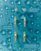 PAVOI CZ Huggie Set, Yellow Gold, Size 3 Millimeters, 12 Millimeters