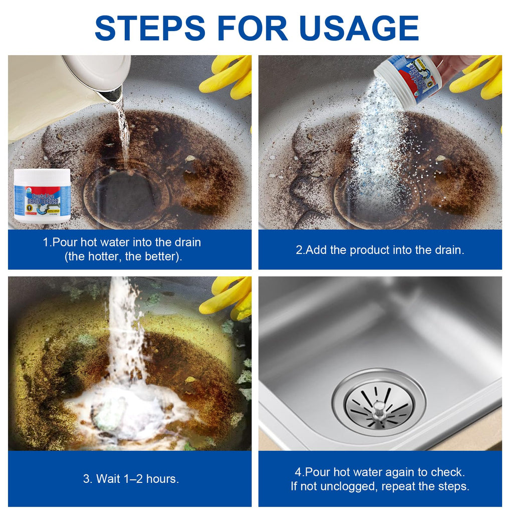 BELL BIRD Drain Opener,Powerful Unclogging,Crystal lye, Sodium hydroxide, Unclog drains, Bathroom sinks, Kitchen sinks, Shower pipes (3 PSC, Gram, 780)