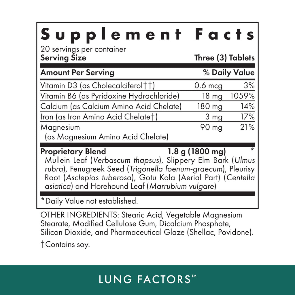 Michael's Health Naturopathic Programs Lung Factors - 60 Vegetarian Tablets - Nutrients for Lung Function - With Vitamin D, Calcium, and Magnesium - Kosher - 20 Servings