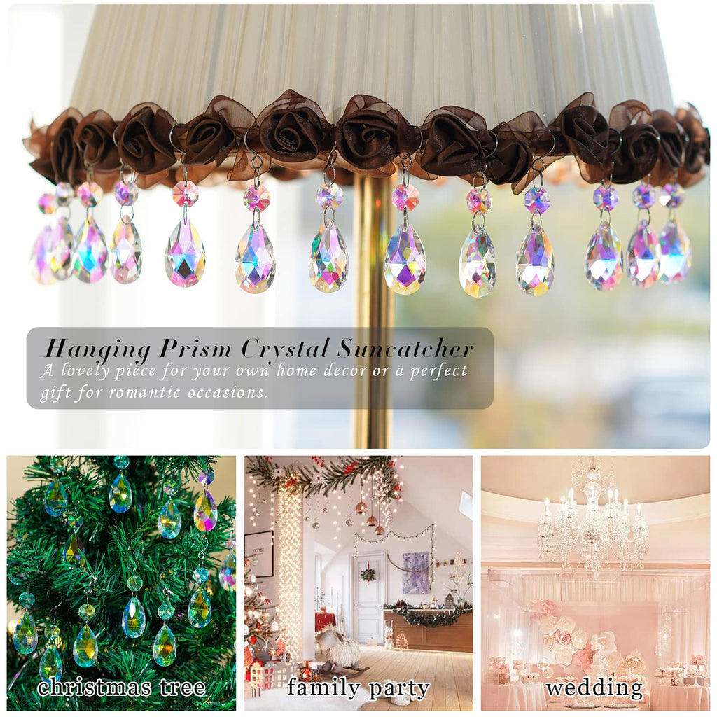 20 Pcs 38mm Teardrop Crystal Suncatcher Pendants Chandelier Decor