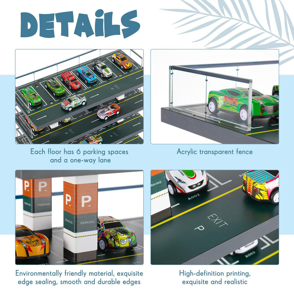 Seenelling Hot Diecast Wheels Parking Garage 1/64 Scale Model Toy Car Display Garage Hot Diecast Wheels Storage Display Case with 5 Levels 30 Parking Spaces Maximum 50 Cars for Adult Son Grandson Gift