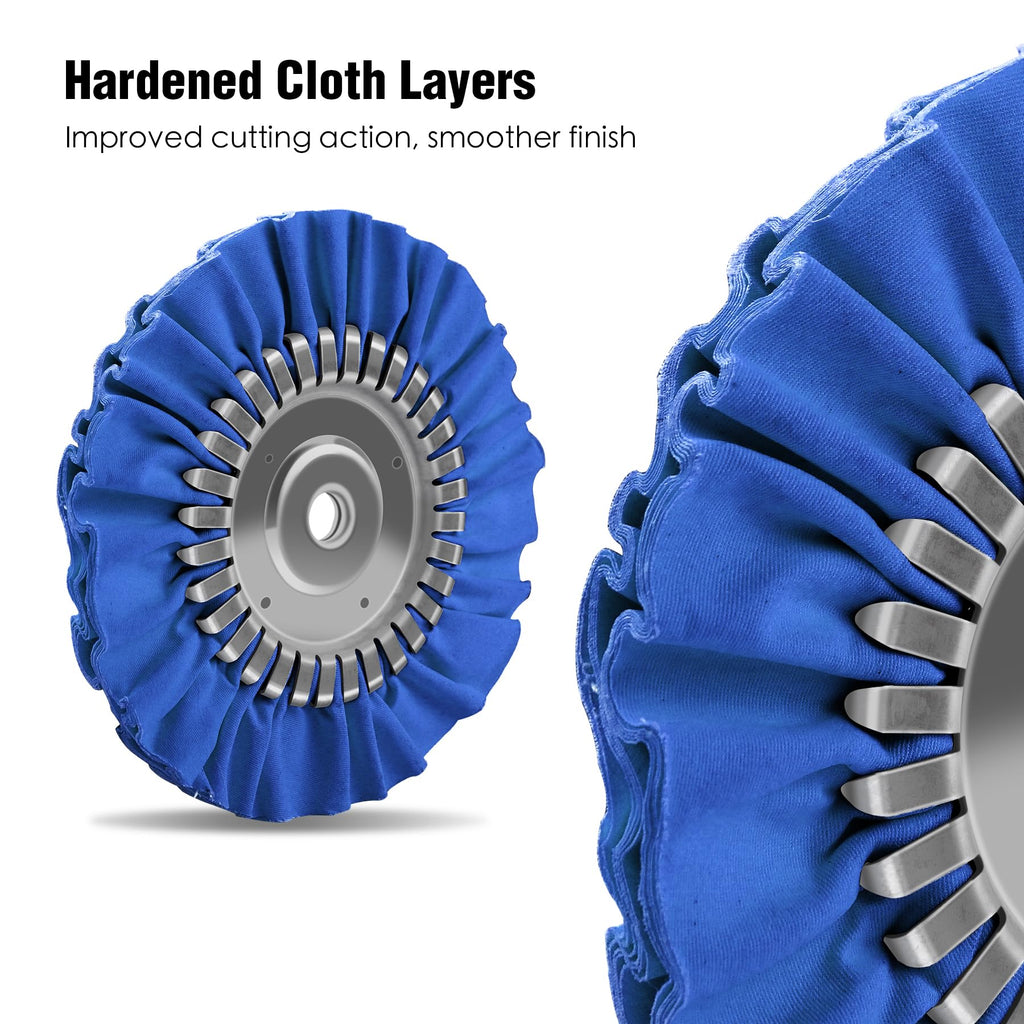 Konvixon 2PCS 8" Airway Buffing Wheel with 5/8" Arbor Flange-Free Hub，Blue Buffing Wheels for Angle Grinder, Heavy Cutting Metal Polishing Wheel for Aluminum Wheels Stainless Steel Metal Surface Prep