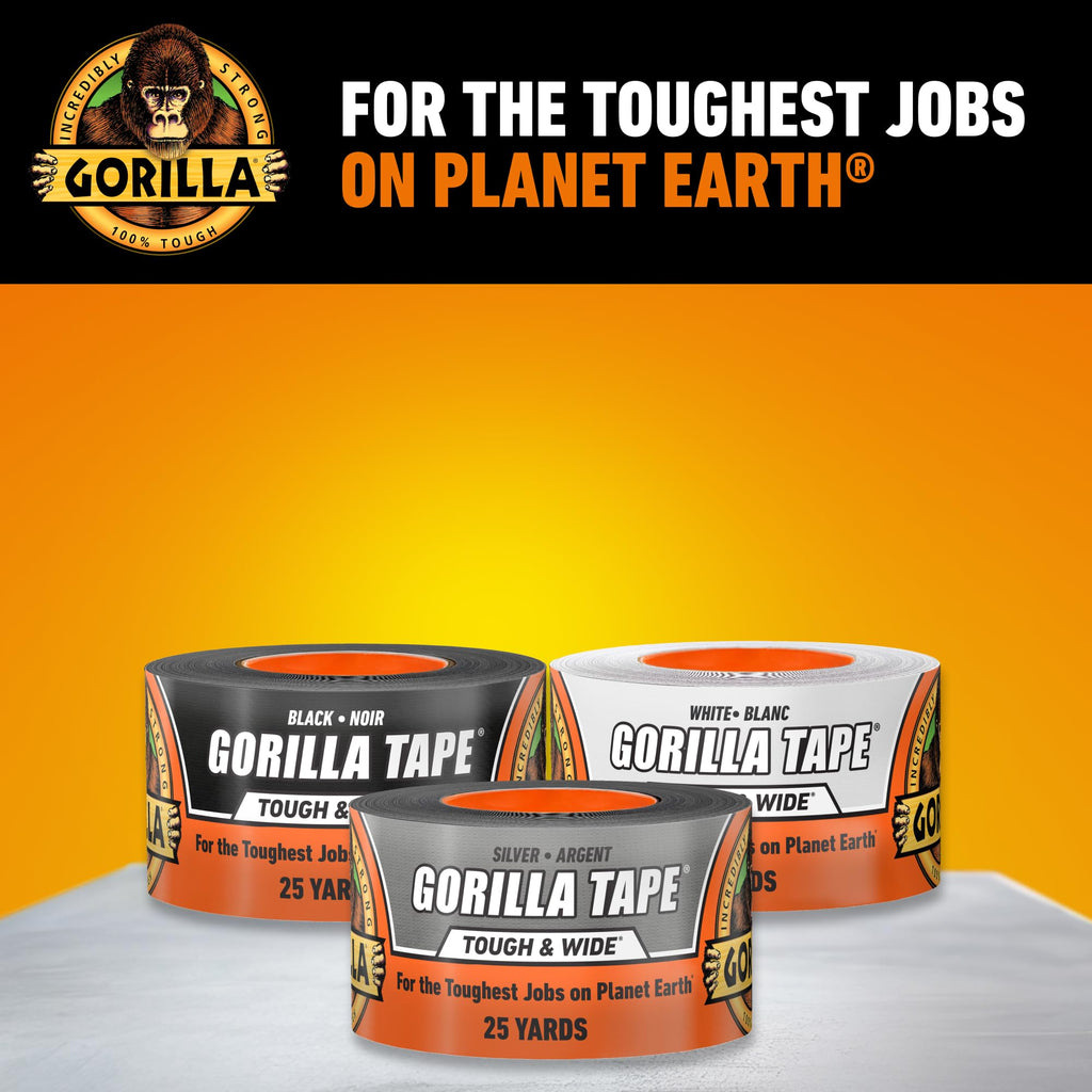 GORILLA Tough & Wide Heavy Duty Duct Tape, Silver, 2.88" x 25 yd, 1-Pack
