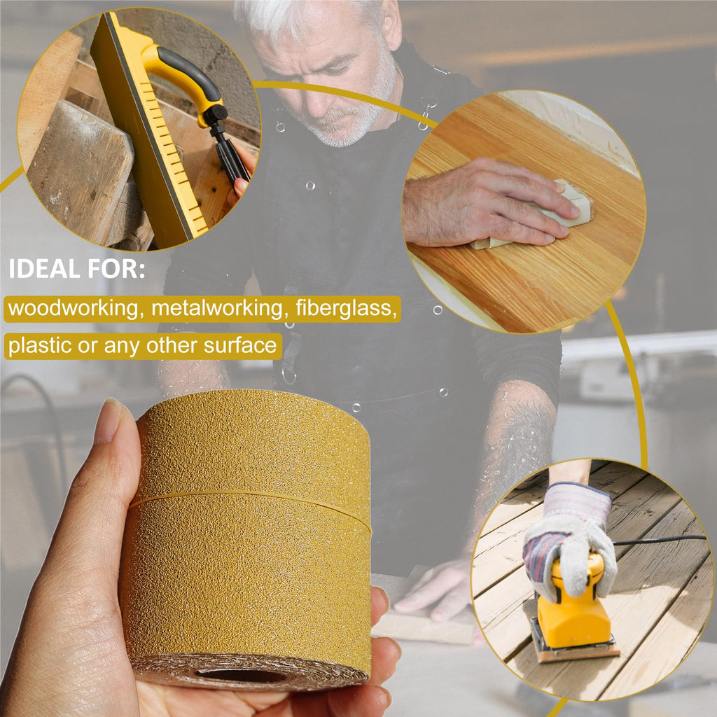 Total 30 Yards 2-3/4" Wide PSA Continuous Roll Kit - 80, 120, 180, 220, 320, 400 Grit Longboard Sandpaper, Self Adhesive Stickyback Sanding Sheets Paper for Automotive, Woodworking Sanding Blocks