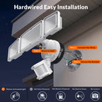 LEPOWER LED Security Lights Motion Sensor Light Outdoor, 38W 4200LM Light, 5500K, IP65 Waterproof, 3 Head Detected Flood Light for Garage, Yard, Porch (White)