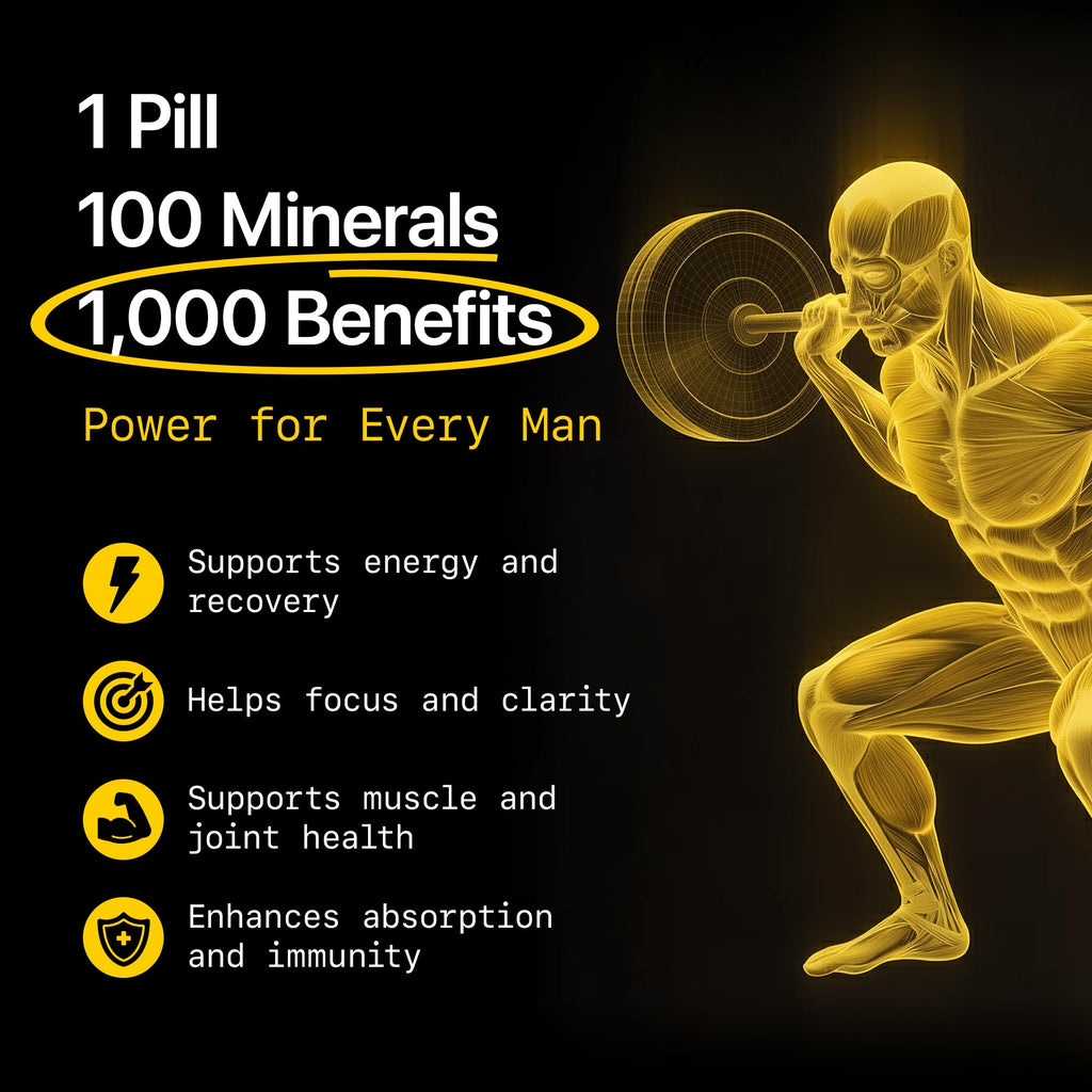 Menerals Mens Multivitamin – Powerful All in One Mineral Supplement for Men – Natural Trace Minerals with Fulvic Acid from Rich American Soil – Supports Daily Energy, Vitality, Focus, and Mens Health