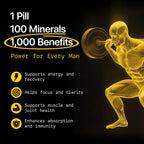 Menerals Mens Multivitamin – Powerful All in One Mineral Supplement for Men – Natural Trace Minerals with Fulvic Acid from Rich American Soil – Supports Daily Energy, Vitality, Focus, and Mens Health