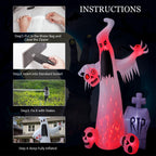 HOPOCO 12 FT Halloween Inflatables Outdoor Decorations Ghost with 3 Skulls