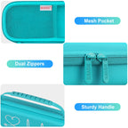BOVKE Travel Stethoscope Case for 3M Littmann Classic III, Lightweight II S.E, MDF Acoustica Lightweight Stethoscopes, Mesh Pocket for Pen Lights, Medical Scissors and Nurse Accessories, Turquoise