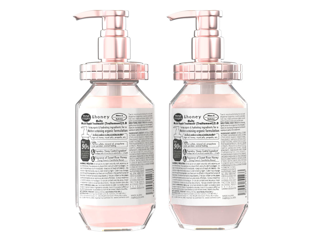 &-honey Melty Moist Repair Japanese Shampoo & Conditioner Set (440 mL) | For Wavy, Curly, Kinky Hair | Deep Hydration, Frizz Control & Damage Repair
