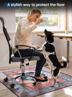 Office Chair Mat for Hardwood Floor, 36"X 48" Desk Rug for Rolling Computer Gaming Chairs, Machine Washable Under Desk mats, Office Carpet Floor Protector Mat -Blue