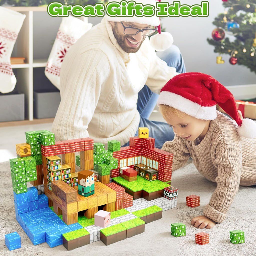 MUUHU 300PCS Magnetic Blocks - 0.8" Magnetic Building Blocks for Kids