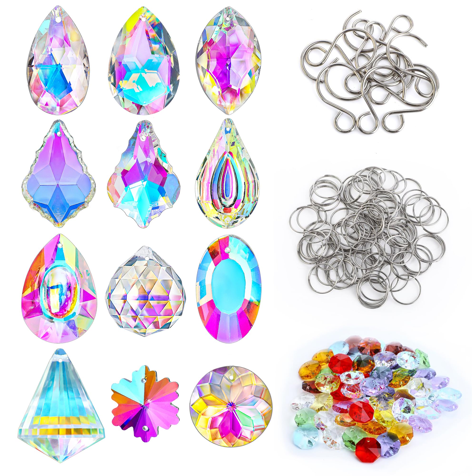 164 Pcs Sun Catchers Kit for Adults, Crystals Chandelier Prism Replacement