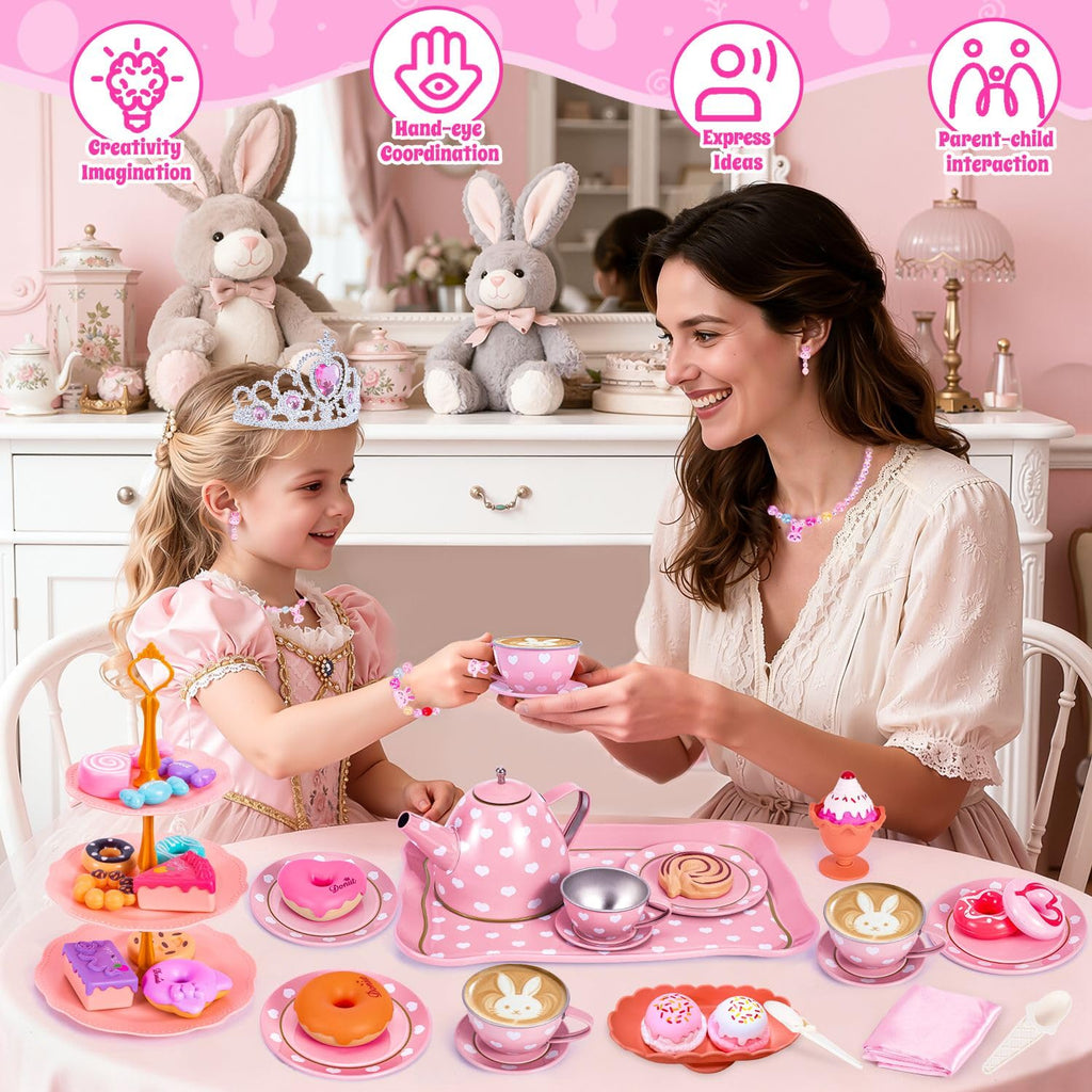 Hohosunlar Tea Party Set for Little Girls, Kids Tea Set for Toddler 3-5 6-8