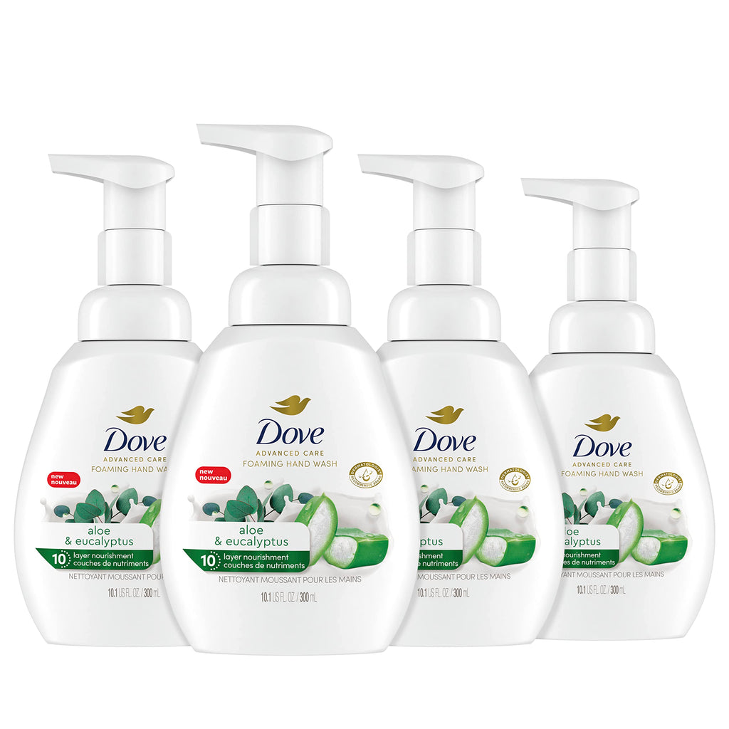 Dove Advanced Care Foaming Hand Soap, Aloe & Eucalyptus, 4 Count, 10.1 oz
